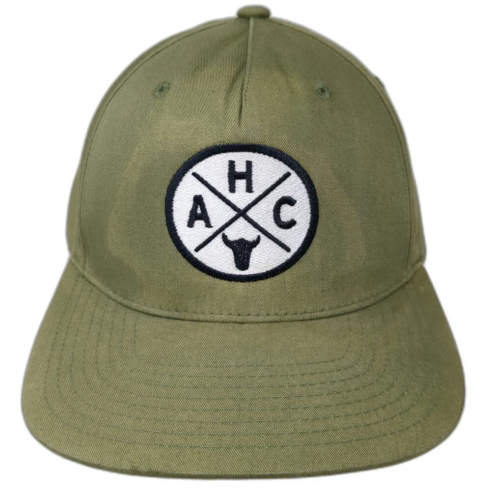 American Hat Company 5 Panel Green Black White One Size Snapback Hat Steer Logo